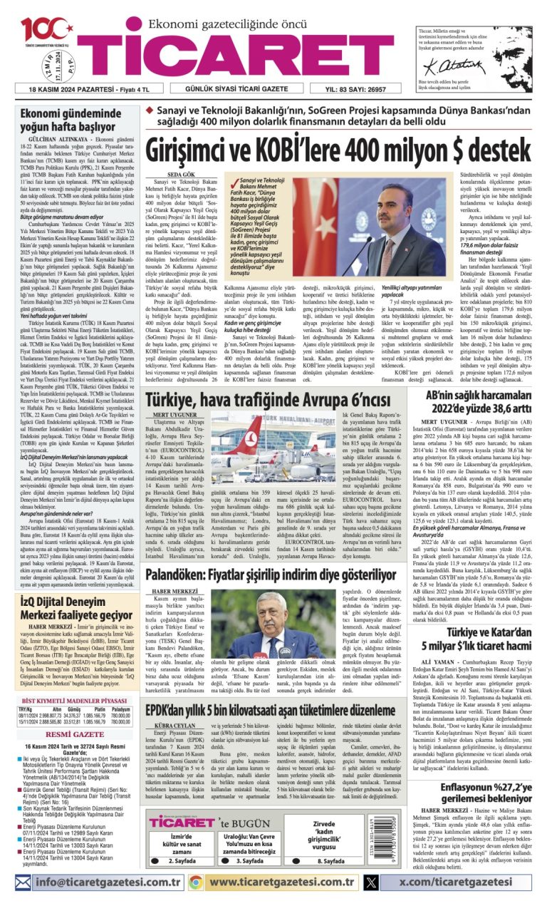 Ticaret Gazetesi’nde bugün