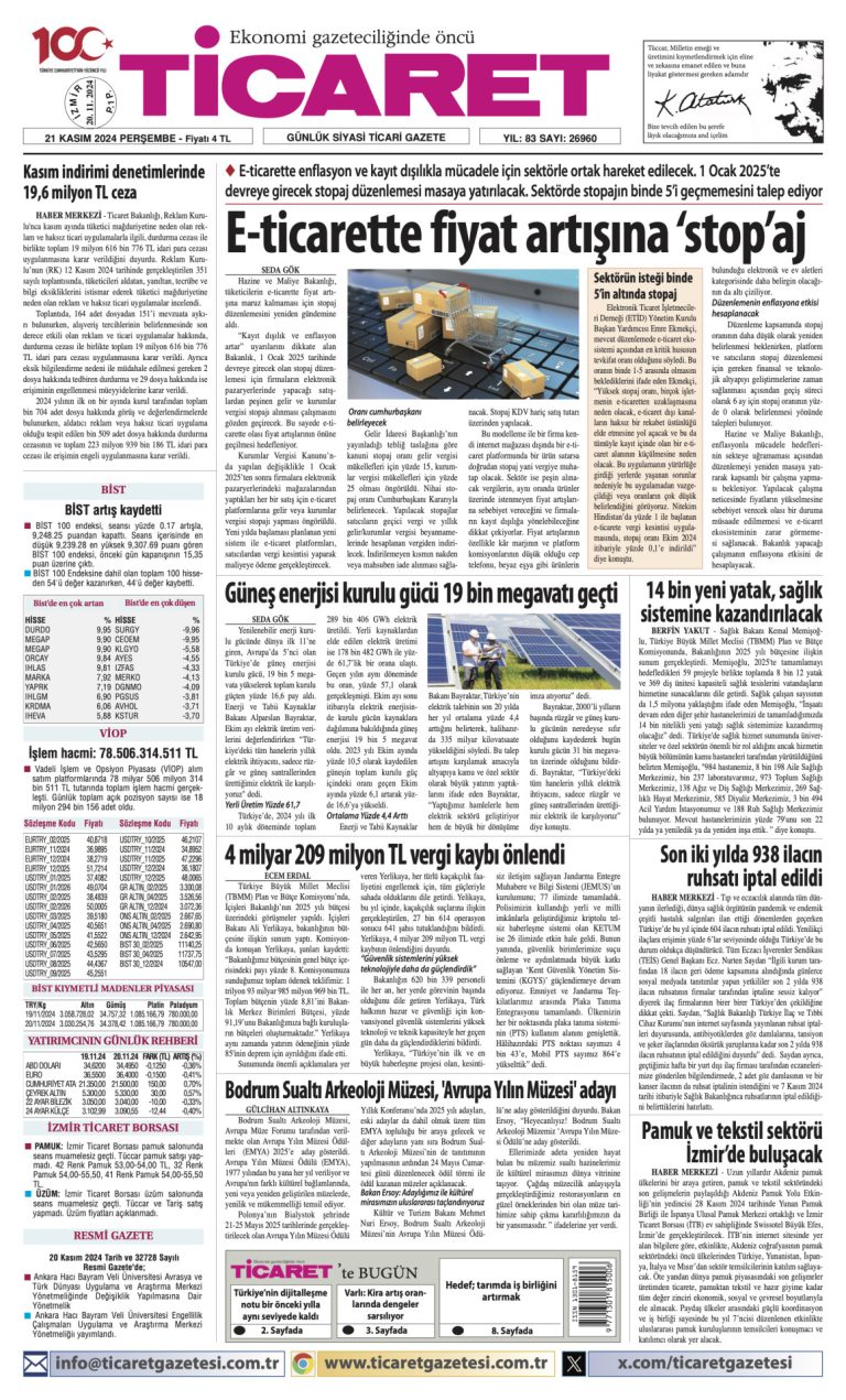 Ticaret Gazetesi’nde bugün