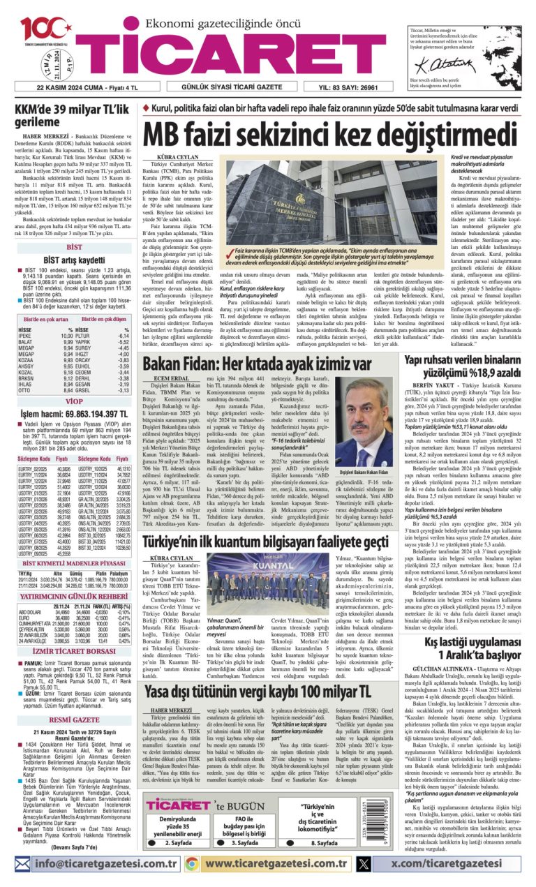 Ticaret Gazetesi’nde bugün