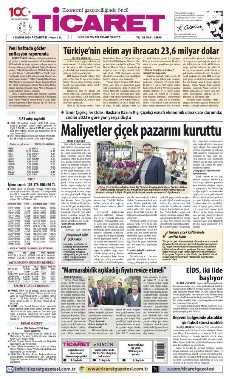 Ticaret Gazetesi’nde bugün