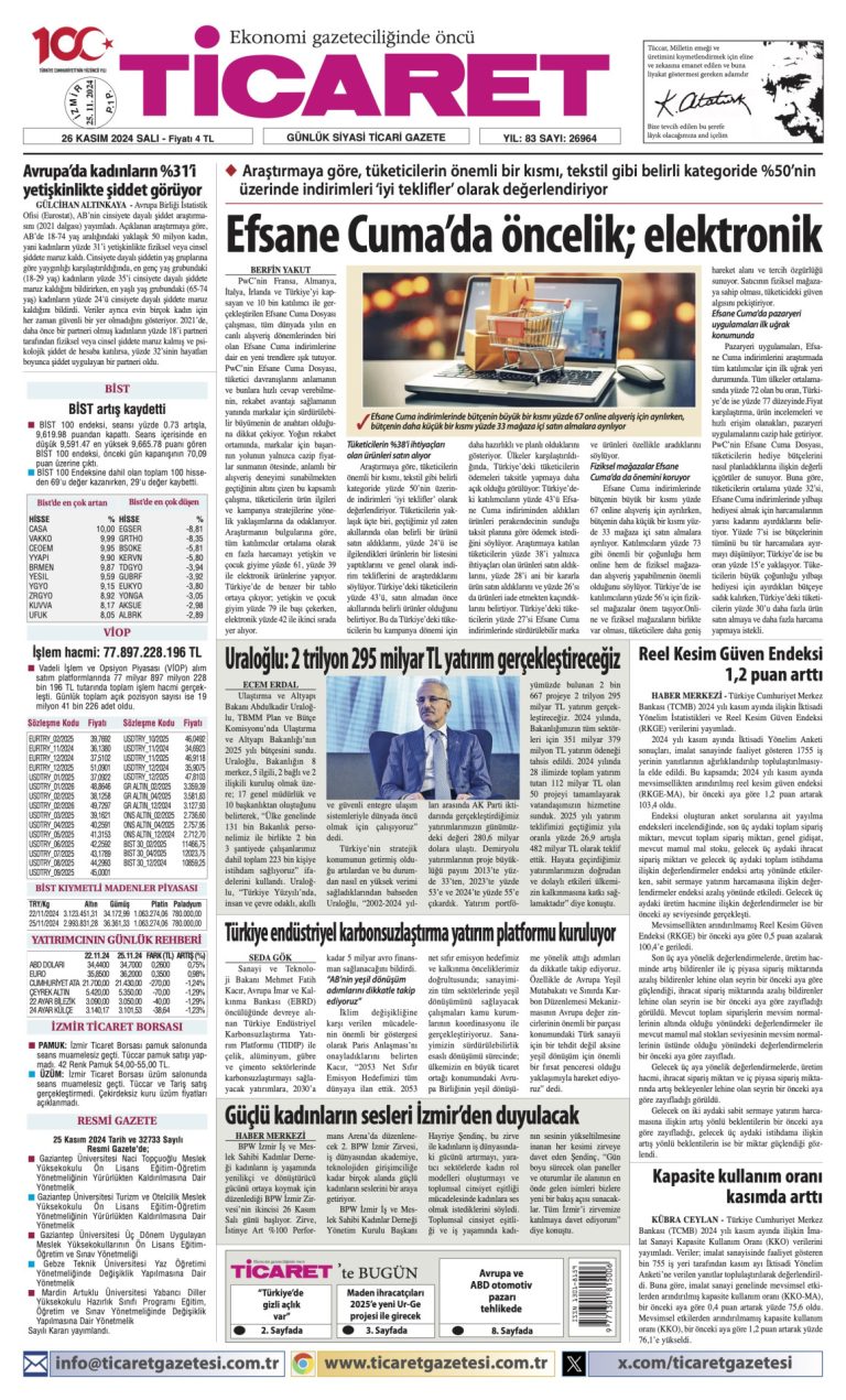 Ticaret Gazetesi’nde bugün