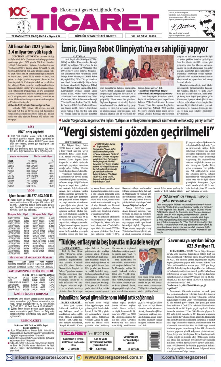 Ticaret Gazetesi’nde bugün