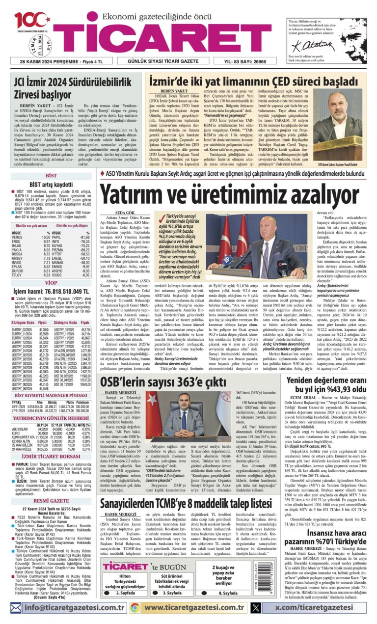 Ticaret Gazetesi’nde bugün