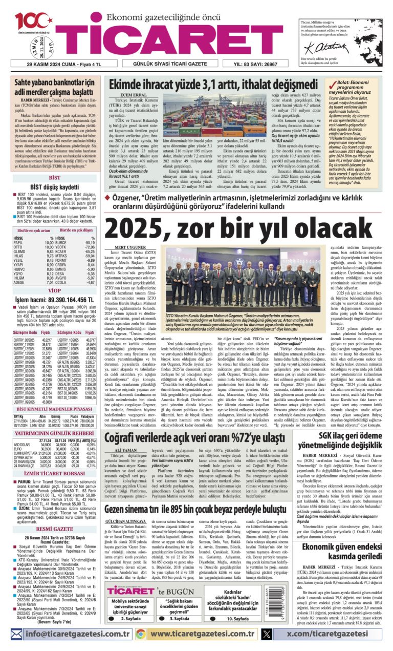 Ticaret Gazetesi’nde bugün
