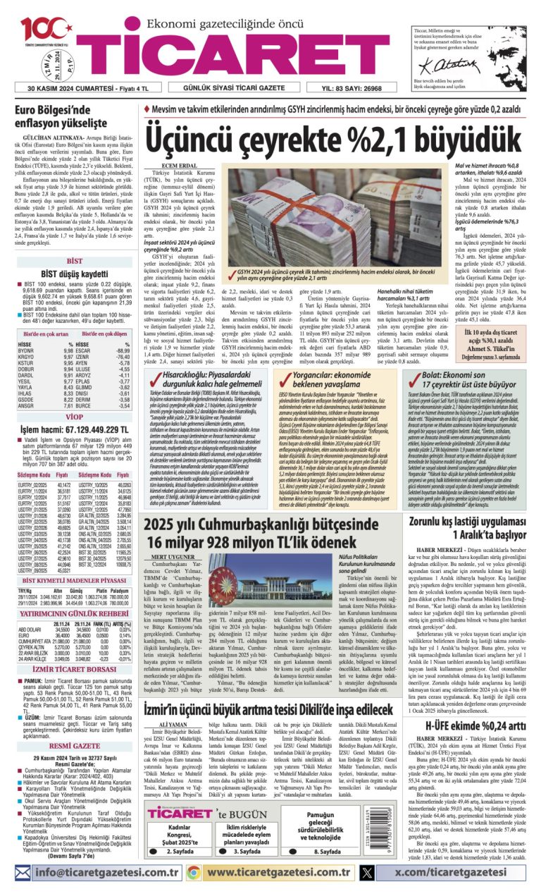 Ticaret Gazetesi’nde bugün