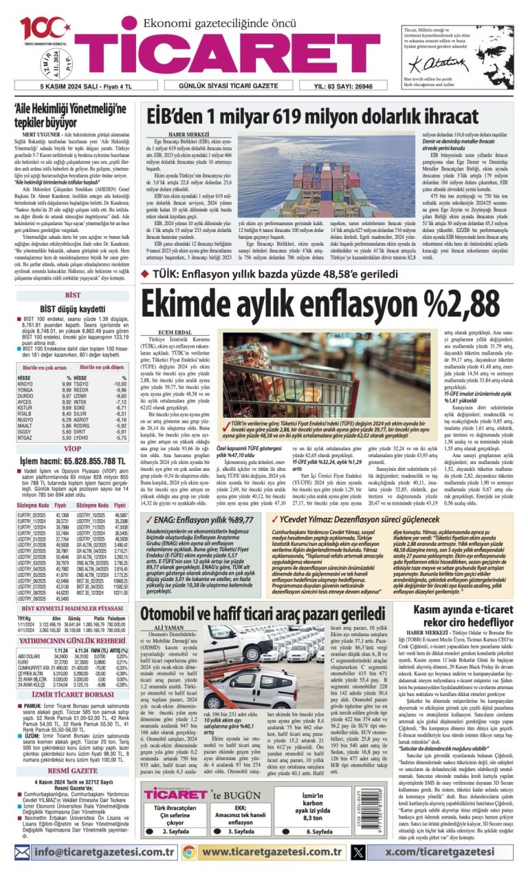 Ticaret Gazetesi’nde bugün