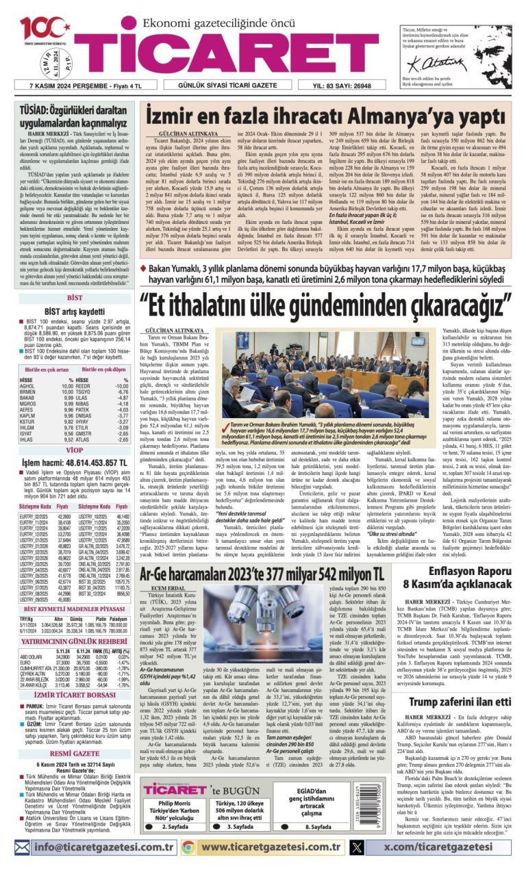 Ticaret Gazetesi’nde bugün