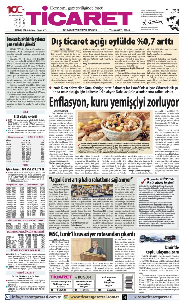 Ticaret Gazetesi’nde bugün