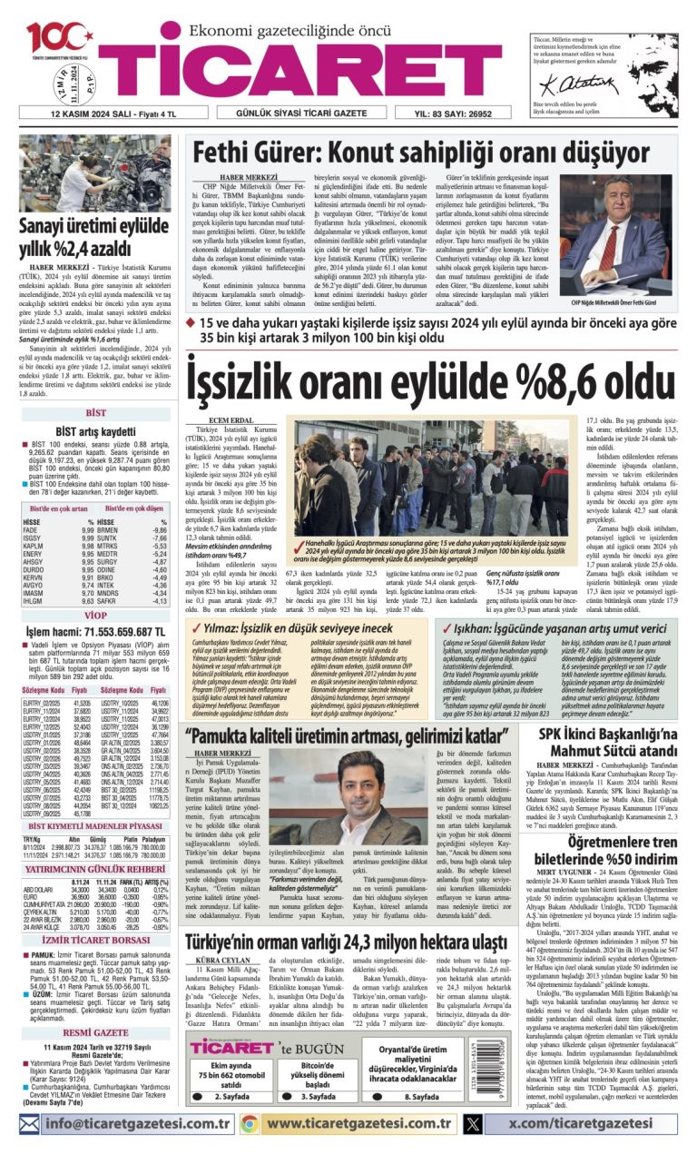 Ticaret Gazetesi’nde bugün