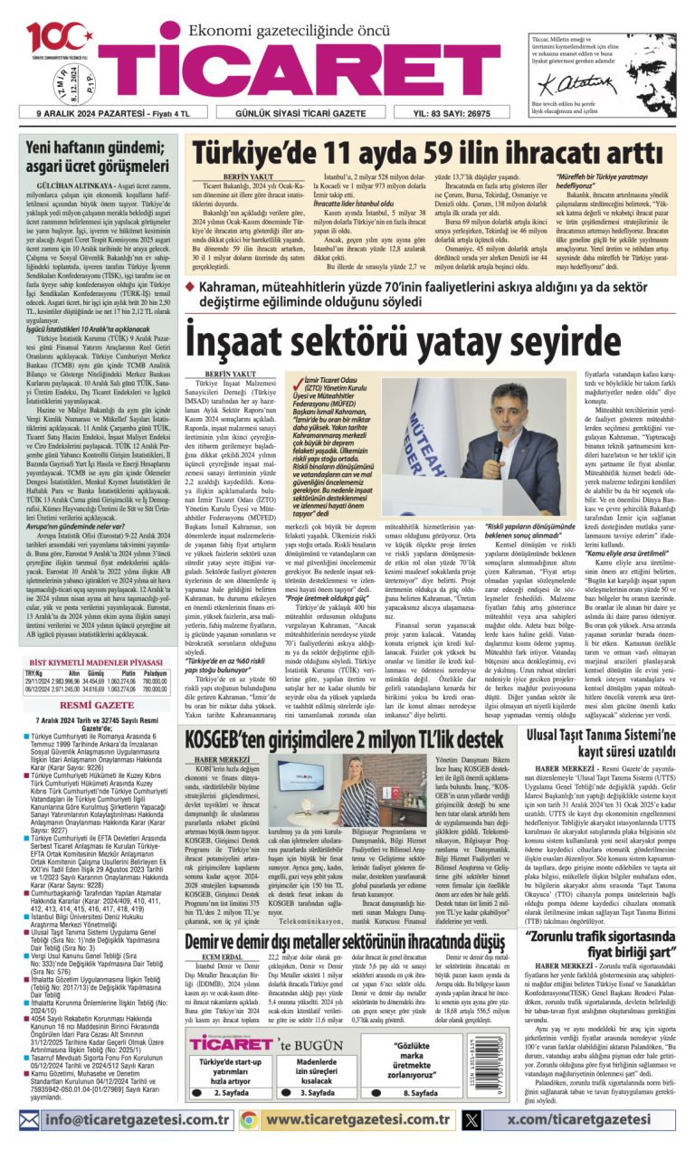 Ticaret Gazetesi’nde bugün