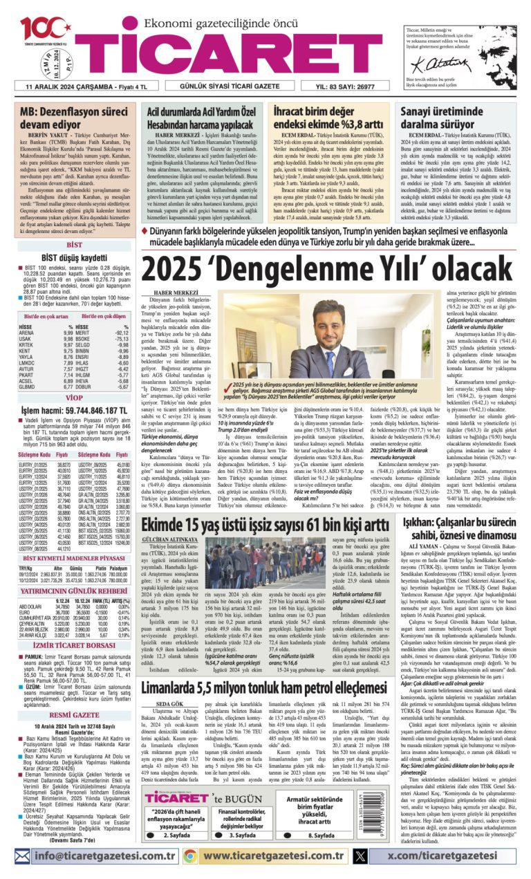 Ticaret Gazetesi’nde bugün