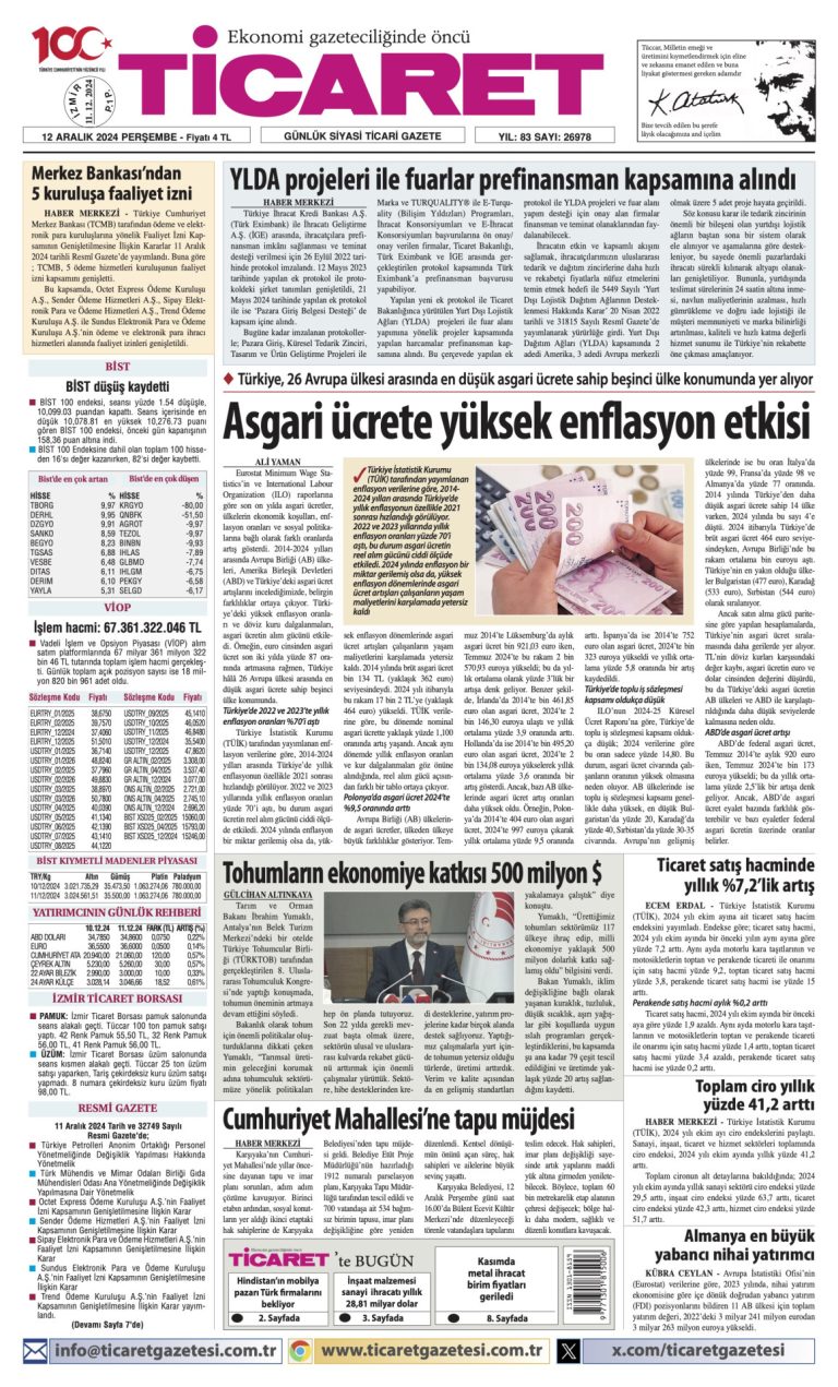 Ticaret Gazetesi’nde bugün