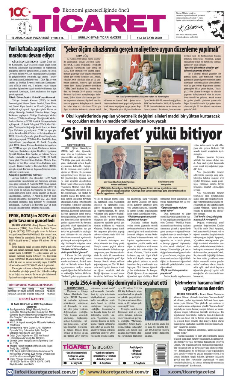 Ticaret Gazetesi’nde bugün