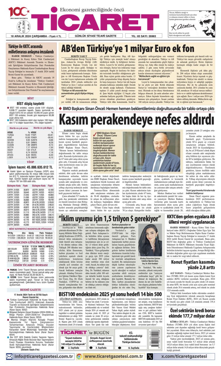 Ticaret Gazetesi’nde bugün