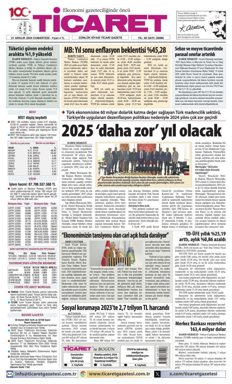 Ticaret Gazetesi’nde bugün