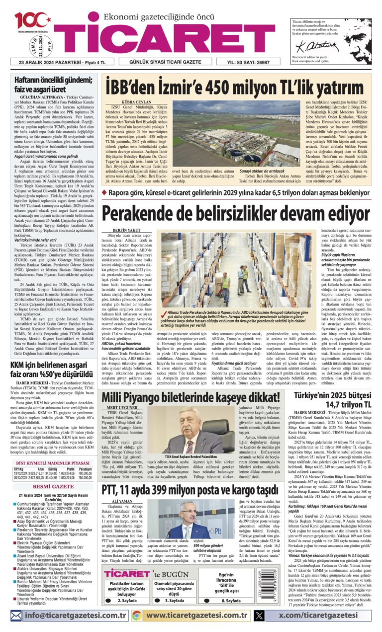 Ticaret Gazetesi’nde bugün