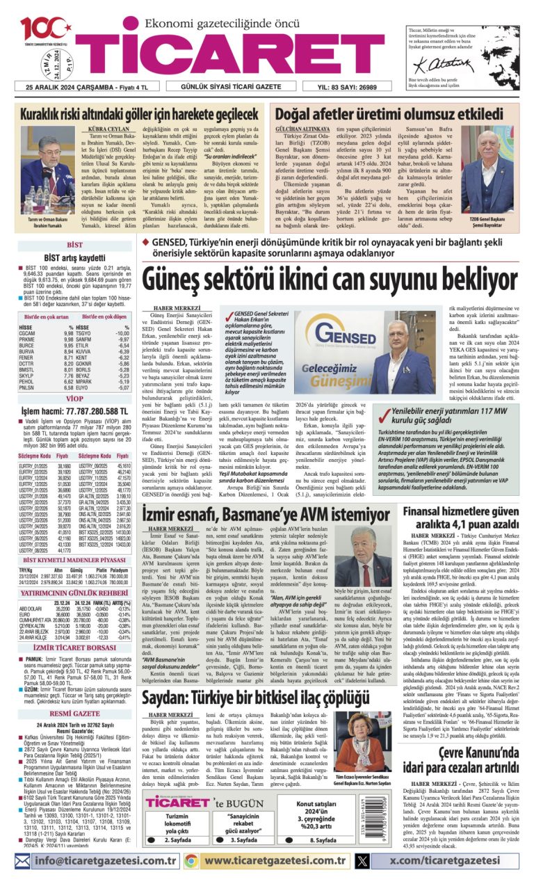 Ticaret Gazetesi’nde bugün