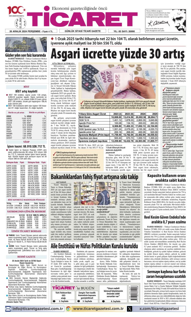 Ticaret Gazetesi’nde bugün