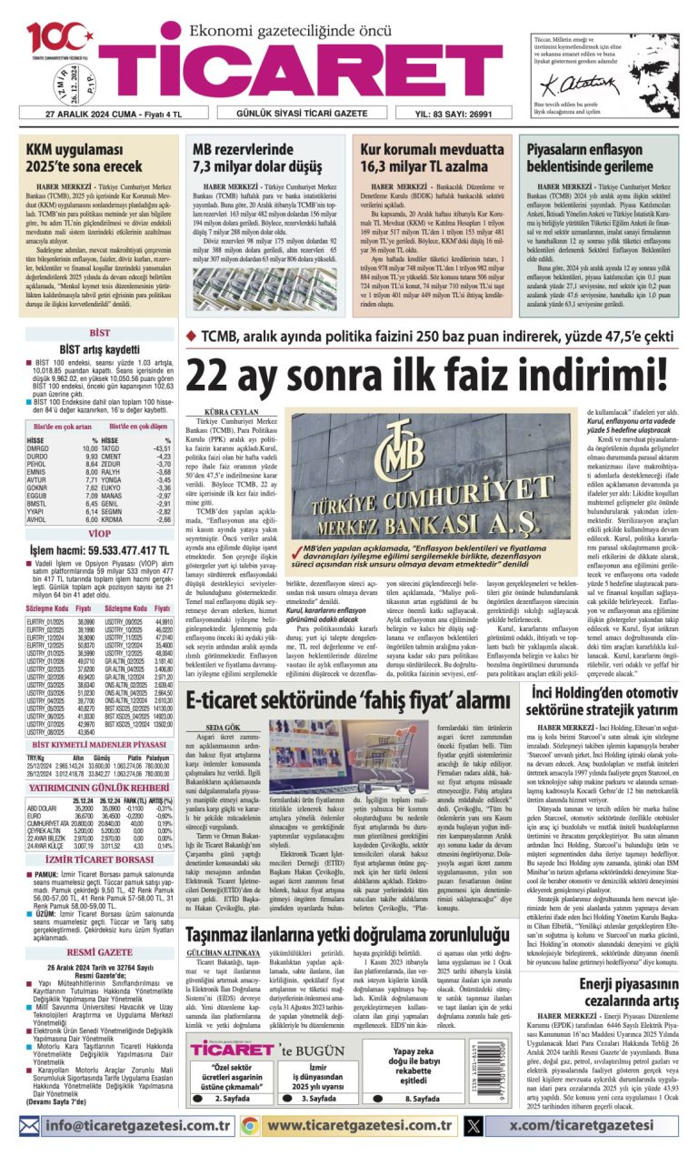 Ticaret Gazetesi’nde bugün