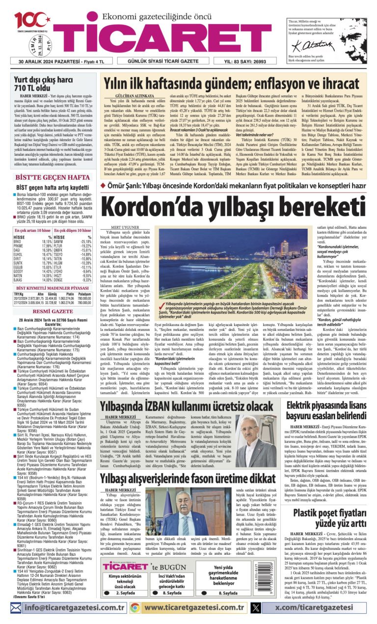 Ticaret Gazetesi’nde bugün