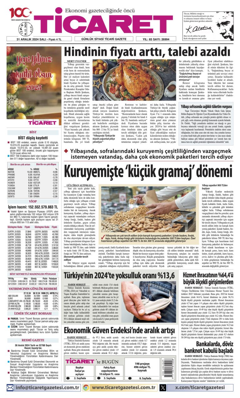 Ticaret Gazetesi’nde bugün