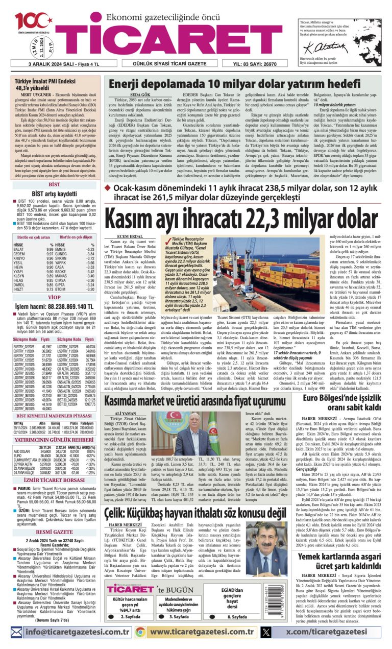 Ticaret Gazetesi’nde bugün