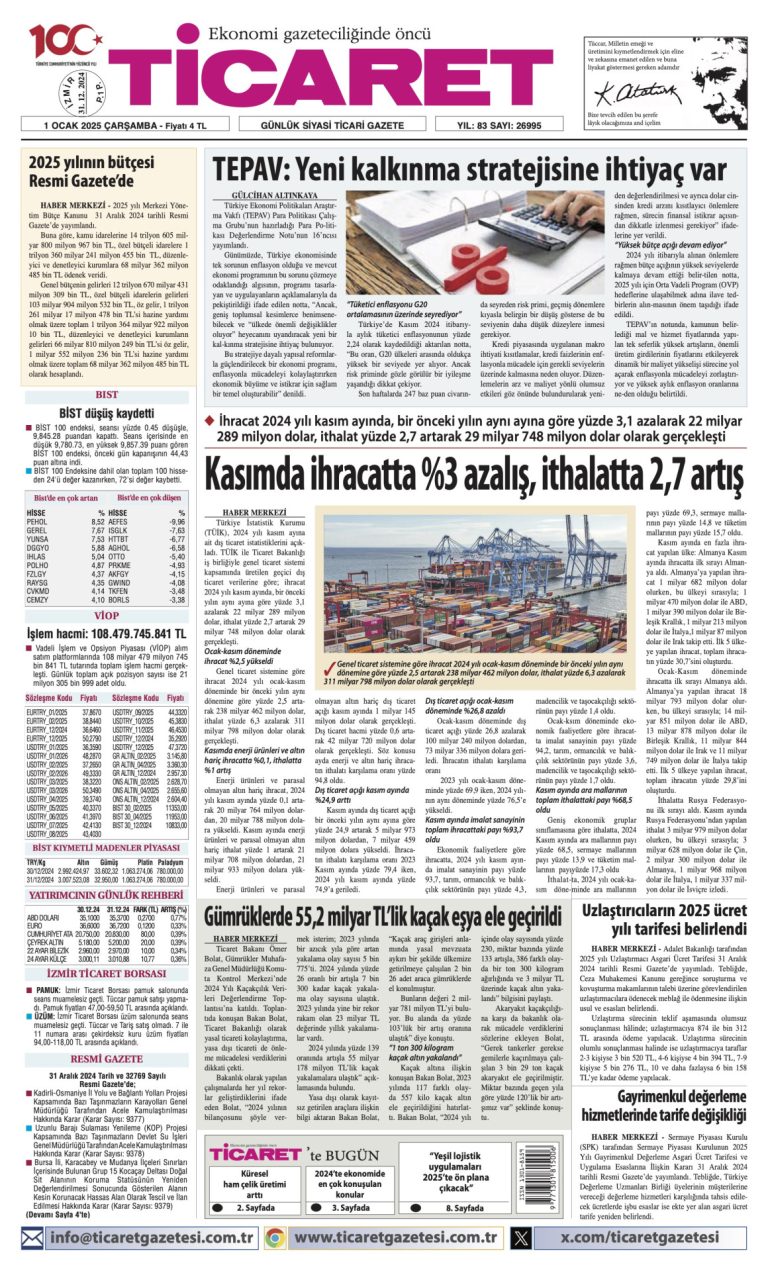 Ticaret Gazetesi’nde bugün