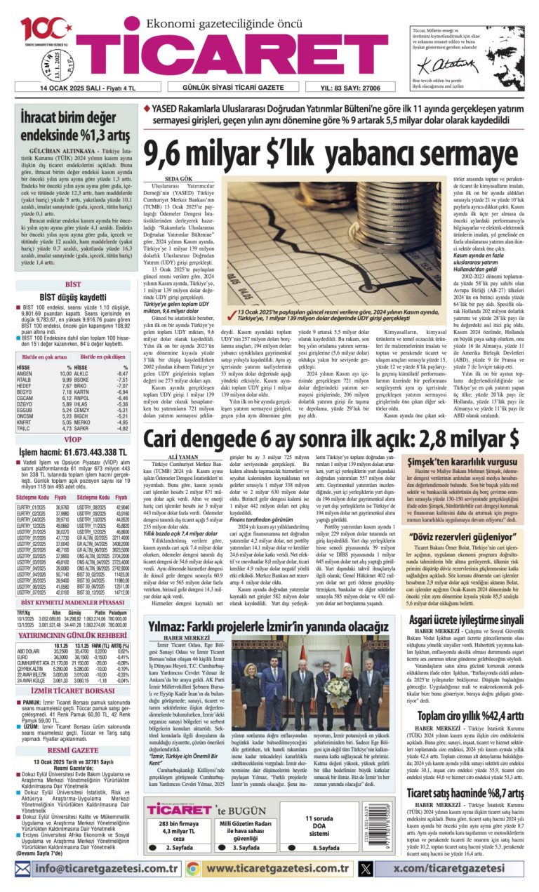 Ticaret Gazetesi’nde bugün