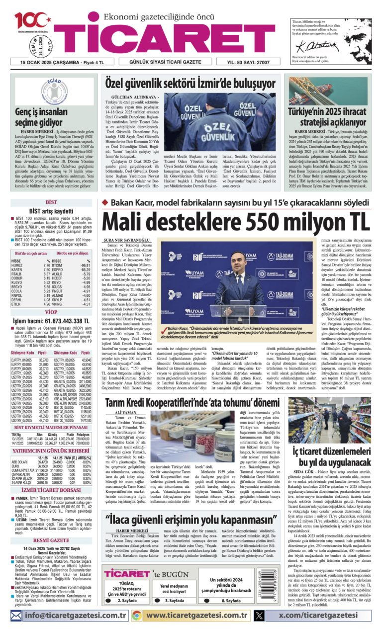 Ticaret Gazetesi’nde bugün