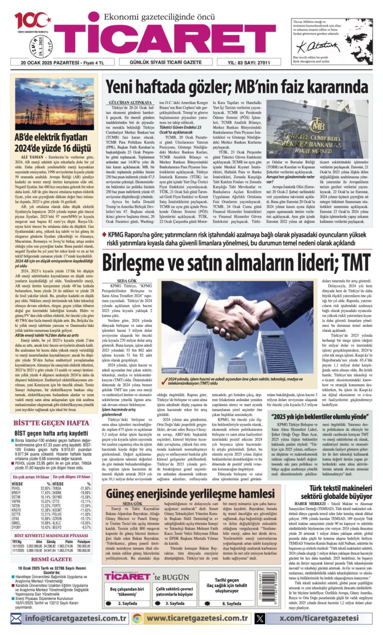 Ticaret Gazetesi’nde bugün