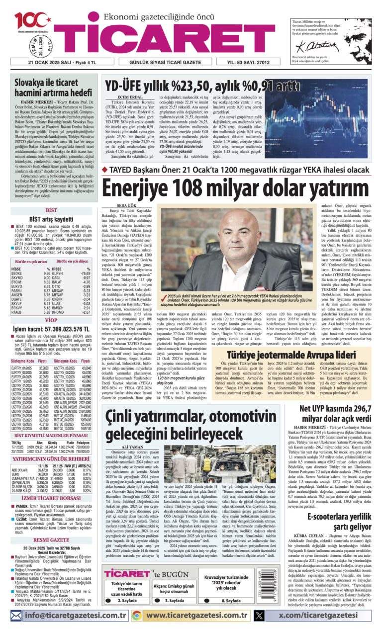 Ticaret Gazetesi’nde bugün