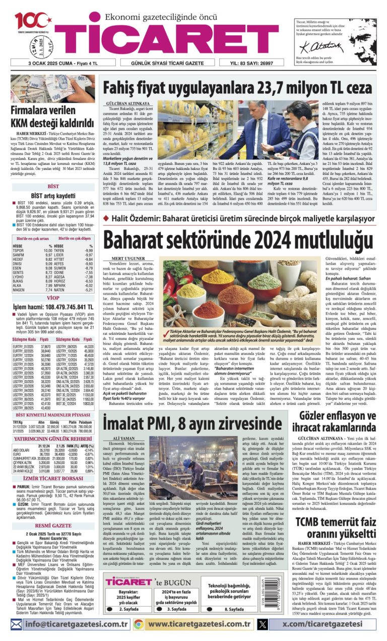 Ticaret Gazetesi’nde bugün