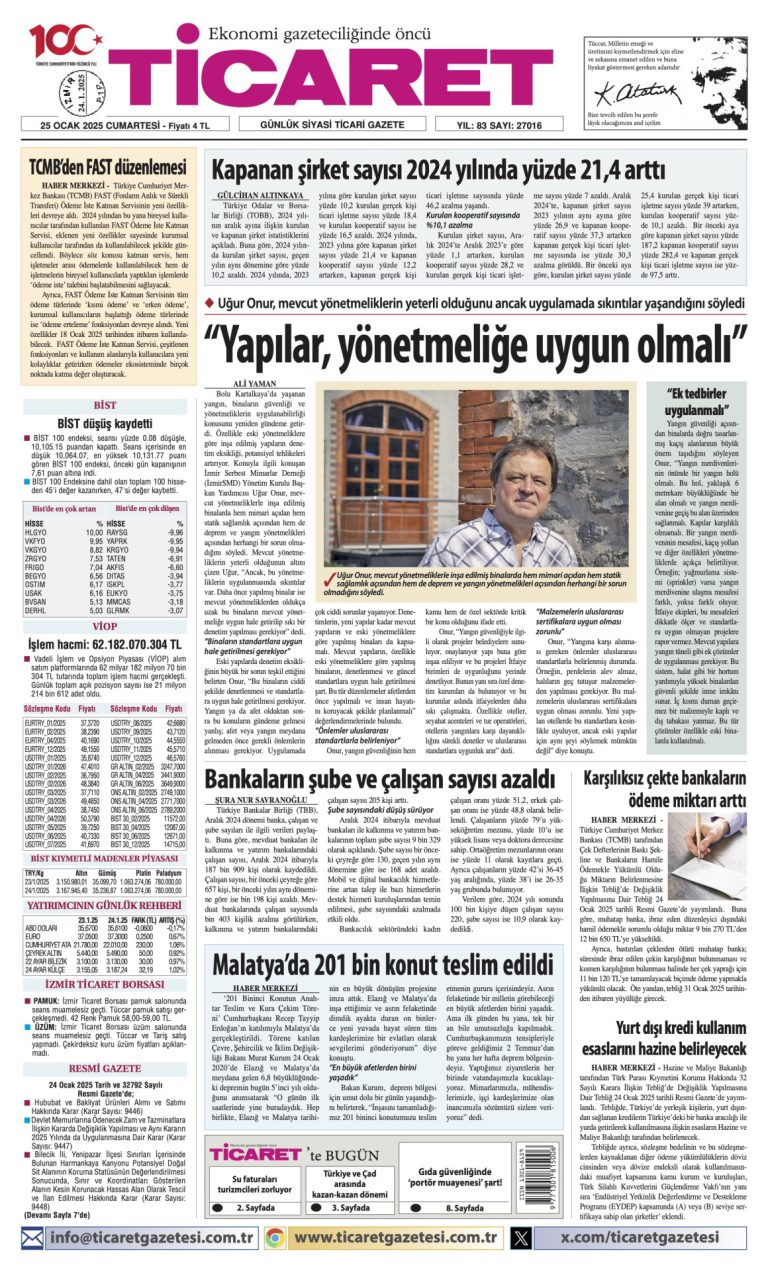 Ticaret Gazetesi’nde bugün