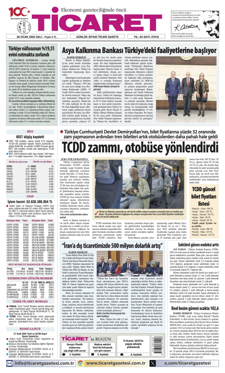 Ticaret Gazetesi’nde bugün