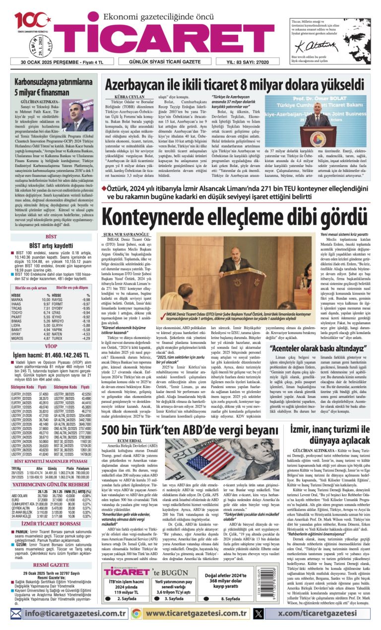 Ticaret Gazetesi’nde bugün