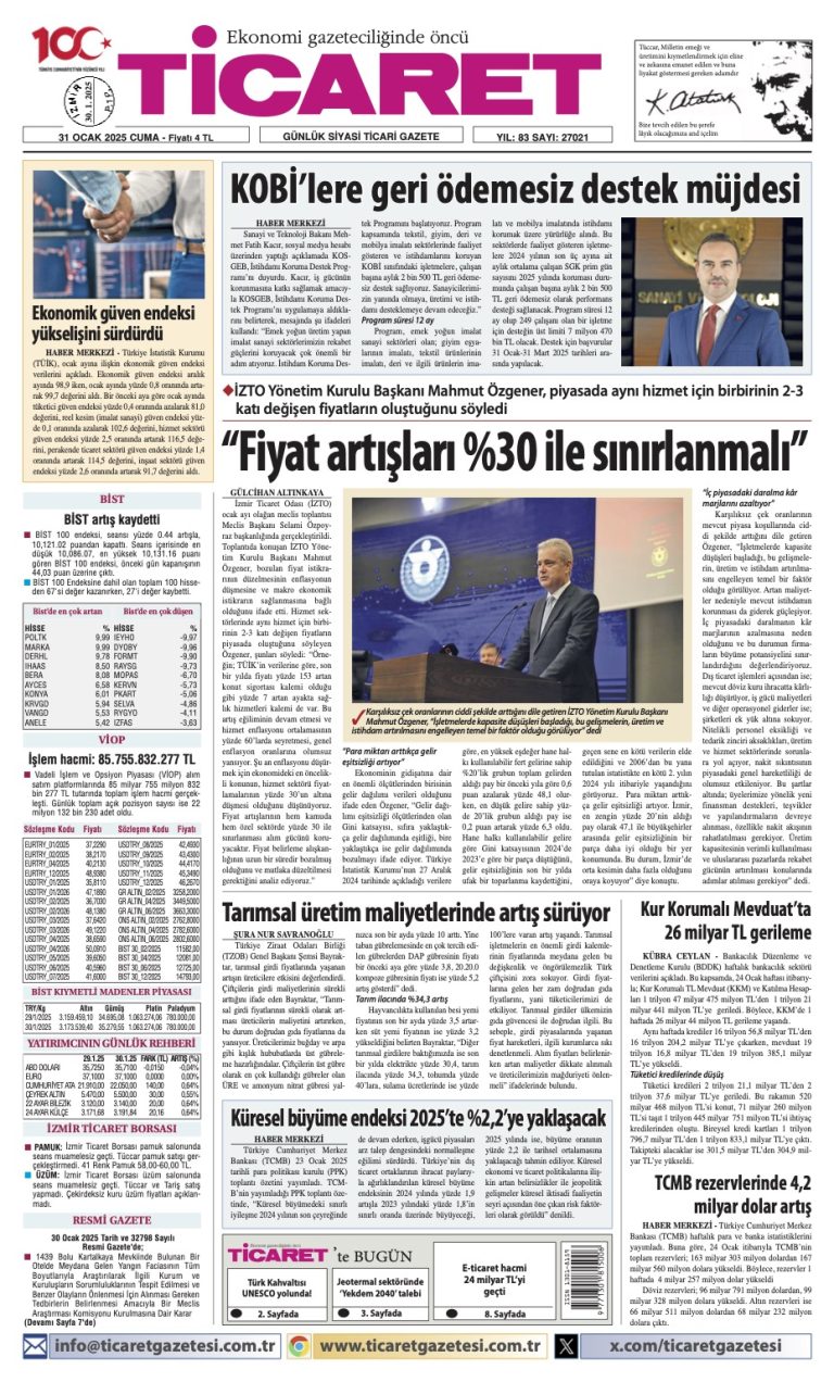 Ticaret Gazetesi’nde bugün