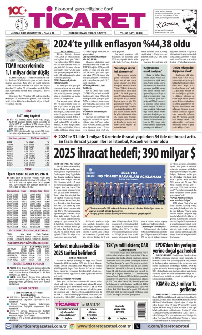 Ticaret Gazetesi’nde bugün