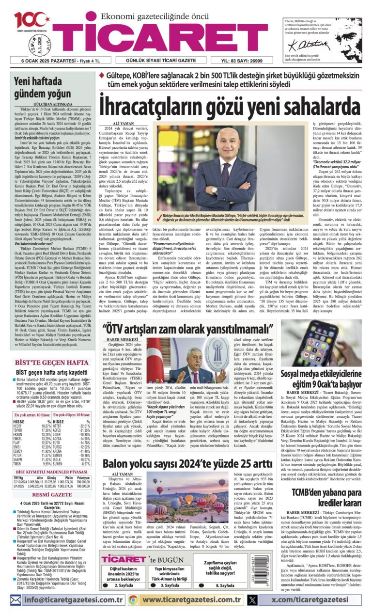 Ticaret Gazetesi’nde bugün