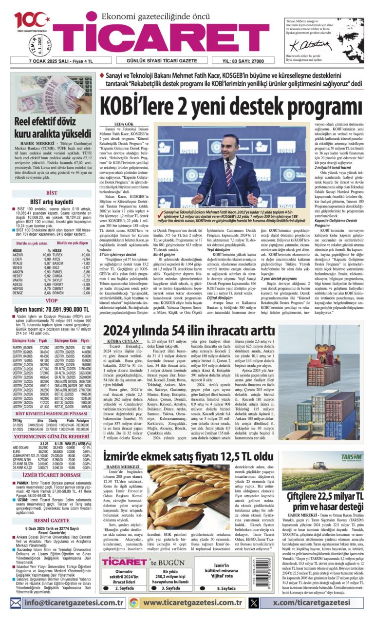 Ticaret Gazetesi’nde bugün