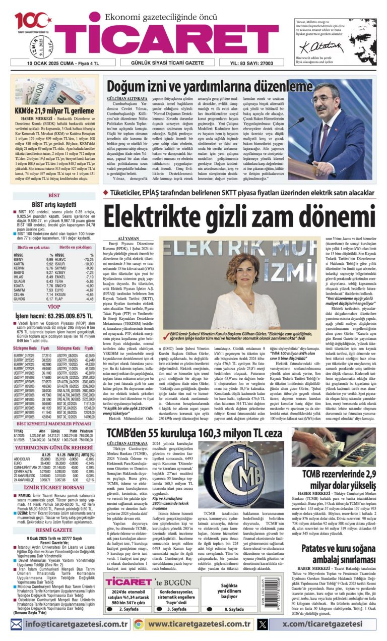 Ticaret Gazetesi’nde bugün
