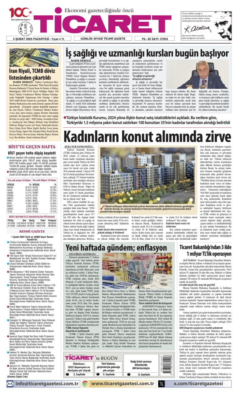 Ticaret Gazetesi’nde bugün