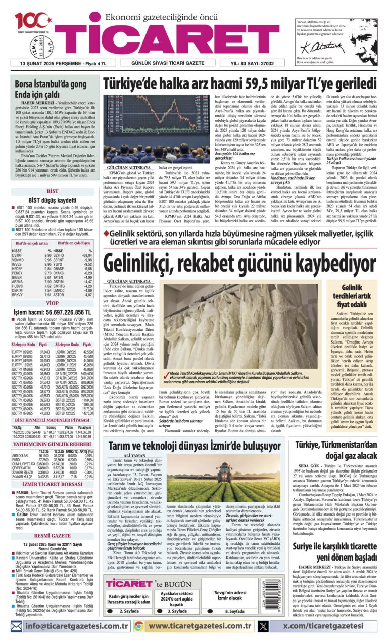 Ticaret Gazetesi’nde bugün