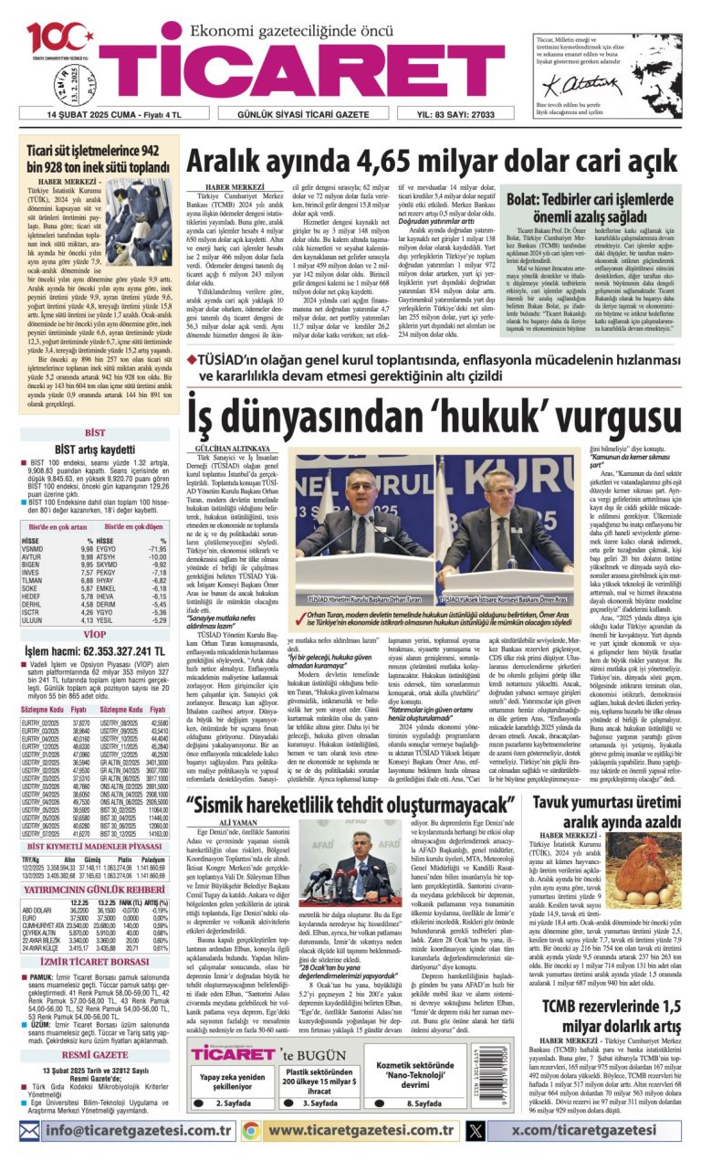 Ticaret Gazetesi’nde bugün