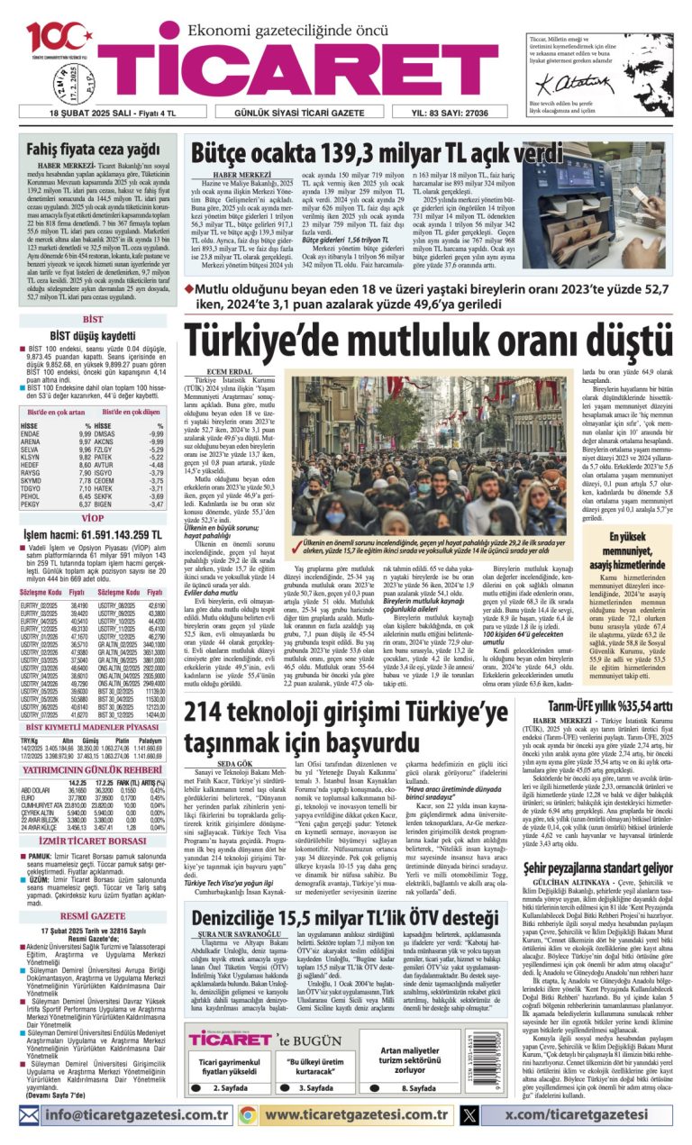 Ticaret Gazetesi’nde bugün
