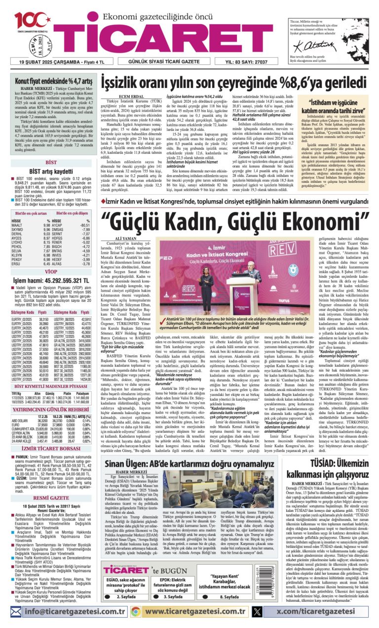 Ticaret Gazetesi’nde bugün