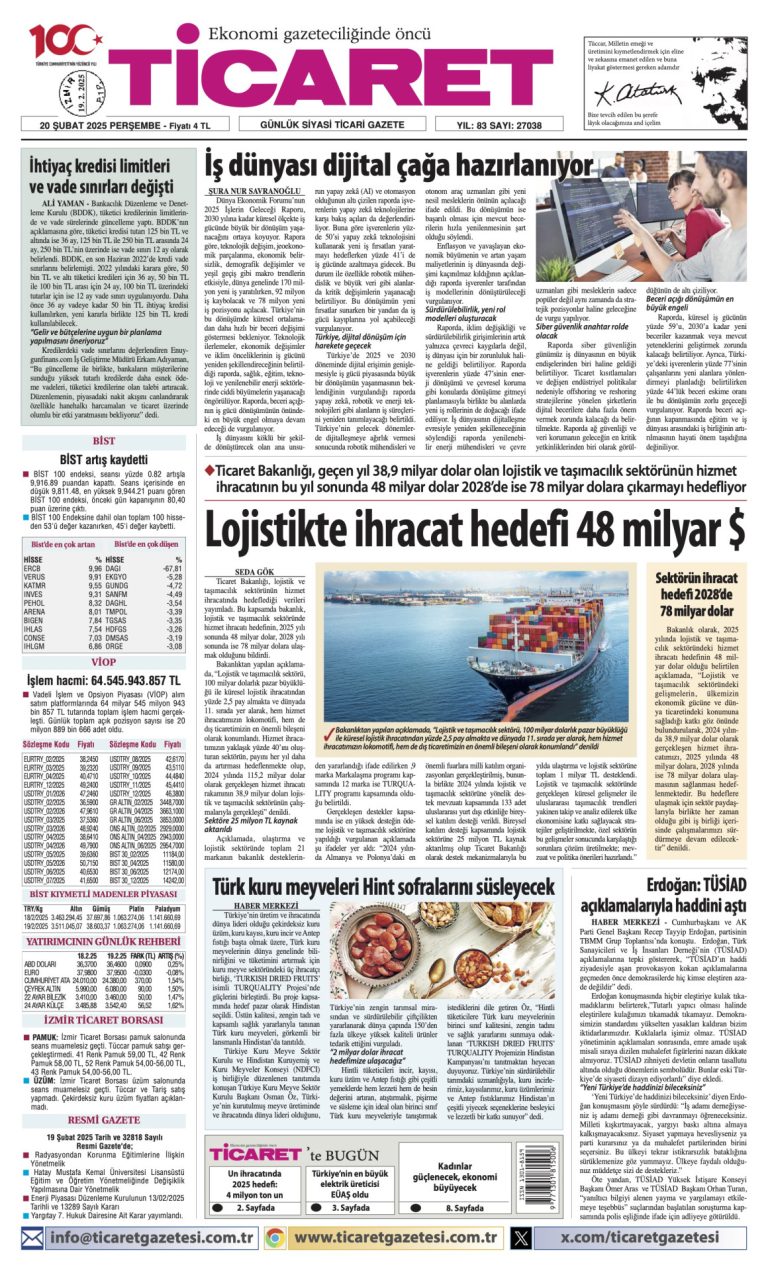 Ticaret Gazetesi’nde bugün