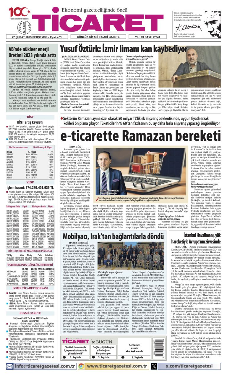 Ticaret Gazetesi’nde bugün