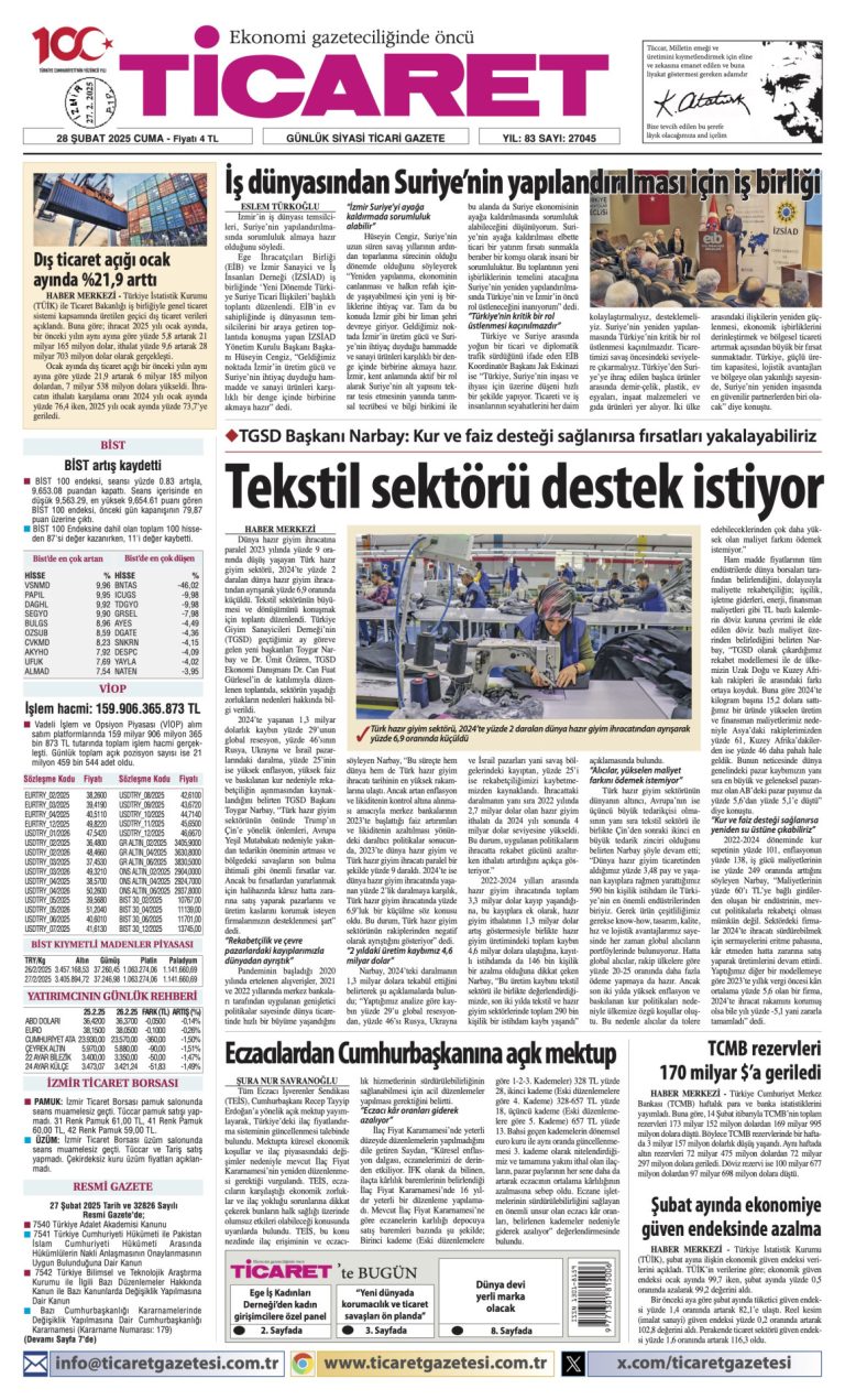 Ticaret Gazetesi’nde bugün