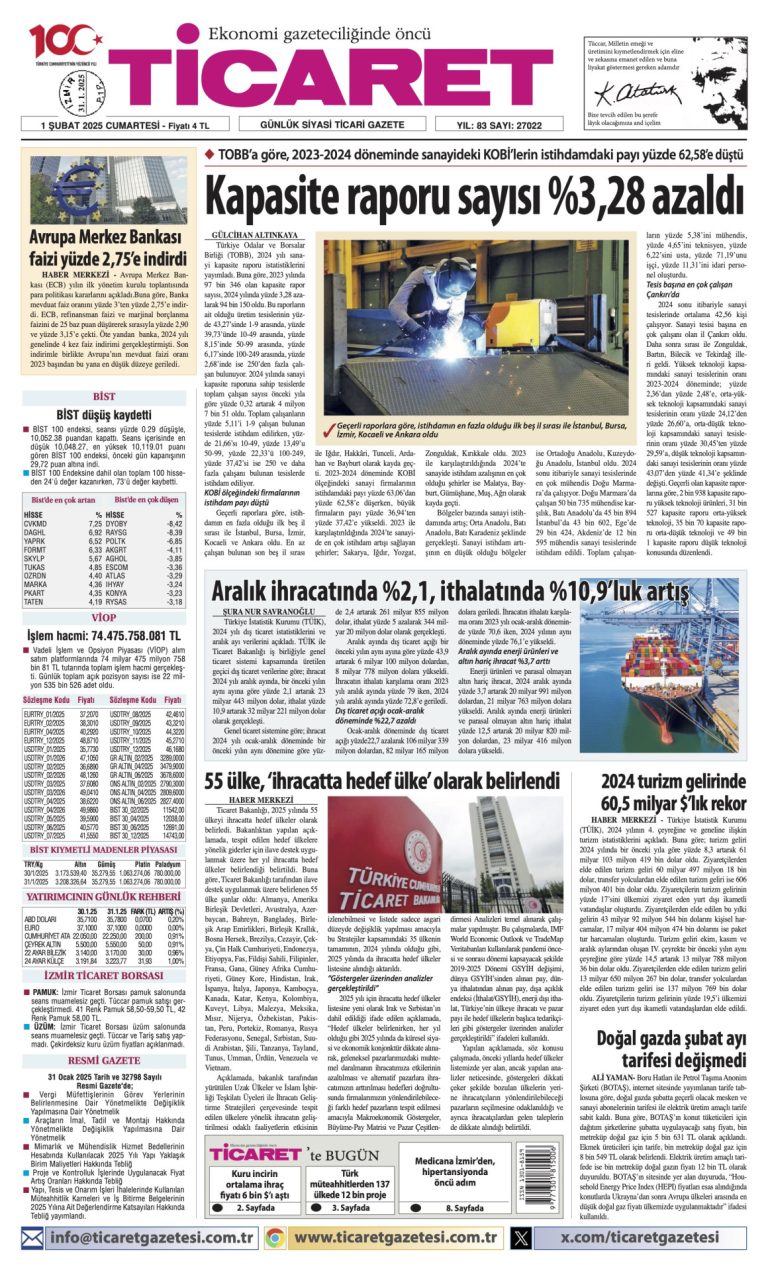 Ticaret Gazetesi’nde bugün