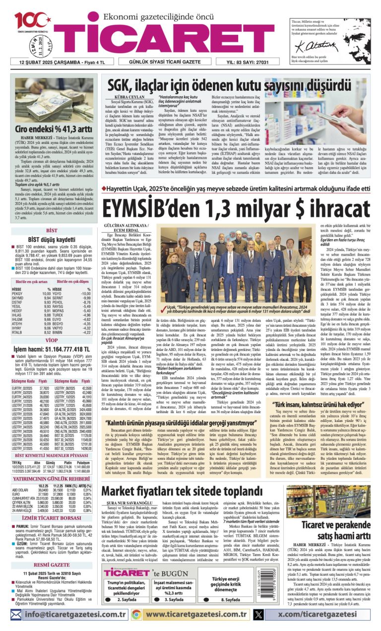 Ticaret Gazetesi’nde bugün